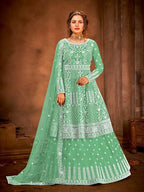 Myra Fashion Sea Green Heavy Embroidered Gharara Suit | Grab2Buy