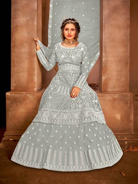 Myra Dusty Grey Heavy Embroidered Gharara Suit | Grab2Buy