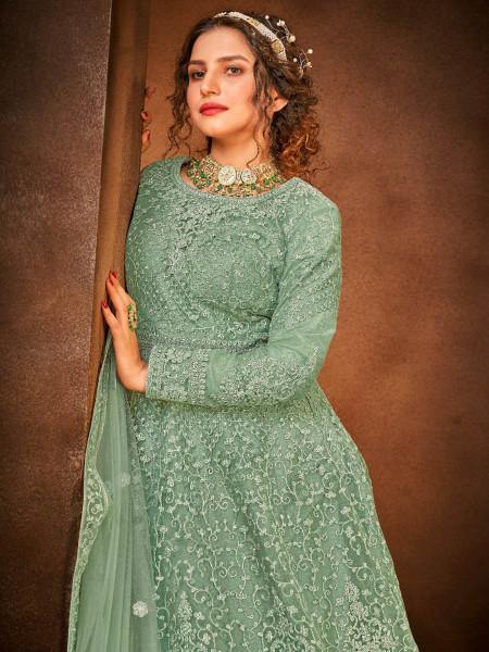 Myra Beautiful Sea Green Heavy Embroidered Gharara Suit | Grab2Buy