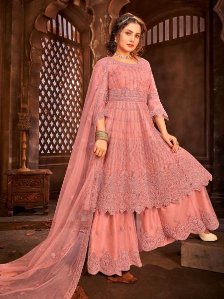 Myra Beautiful Dusty Pink Heavy Embroidered Gharara Suit | Grab2Buy