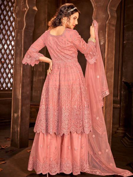 Myra Beautiful Dusty Pink Heavy Embroidered Gharara Suit | Grab2Buy