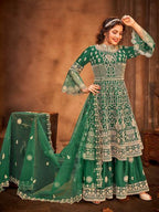 Myra Green Heavy Embroidered Gharara Suit | Grab2Buy