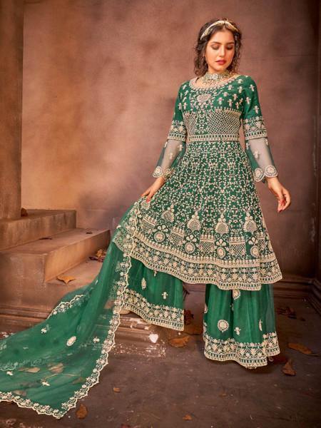 Myra Green Heavy Embroidered Gharara Suit | Grab2Buy