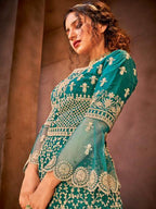 Myra Rama Green Heavy Embroidered Gharara Suit | Grab2Buy