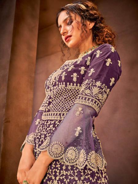 Myra Purple Heavy Embroidered Gharara Suit | Grab2Buy