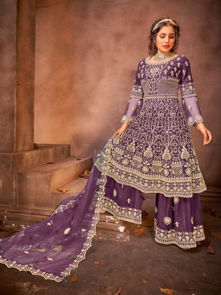 Myra Purple Heavy Embroidered Gharara Suit | Grab2Buy