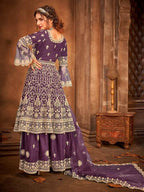 Myra Purple Heavy Embroidered Gharara Suit | Grab2Buy