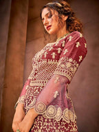 Myra Maroon Embroidered Gharara Suit | Grab2Buy