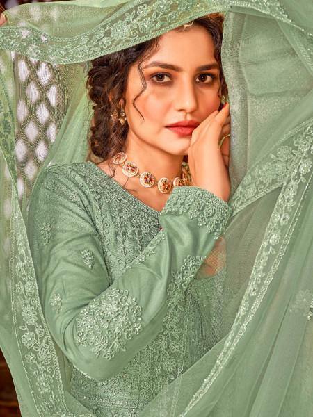 Myra Sea Green Heavy Embroidered Gharara Suit | Grab2Buy