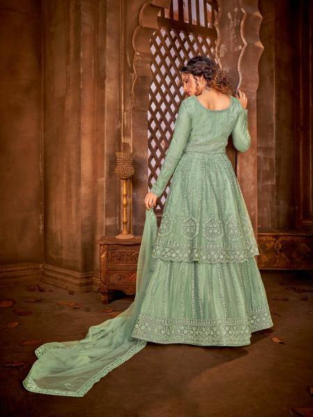 Myra Sea Green Heavy Embroidered Gharara Suit | Grab2Buy