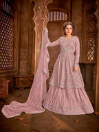 Myra Dusty Pink Heavy Embroidered Gharara Suit | Grab2Buy