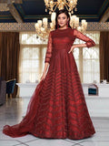 Myra Maroon Net Embroidery Gown | Grab2Buy