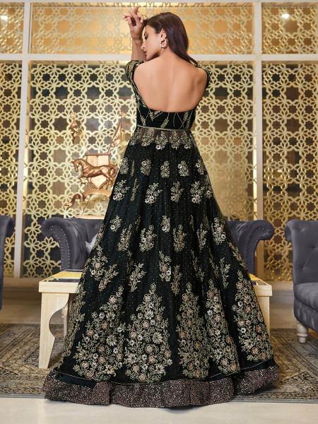 Myra Black Net Embroidery Gown | Grab2Buy