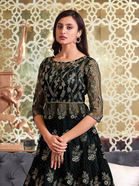 Myra Black Net Embroidery Gown | Grab2Buy