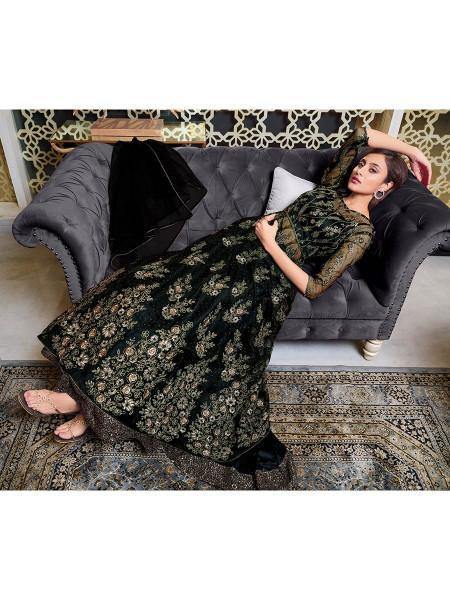 Myra Black Net Embroidery Gown | Grab2Buy