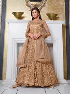Myra Beige Net Embroidery Gown | Grab2Buy