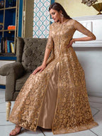Myra Beige Net Embroidery Gown | Grab2Buy