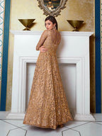 Myra Beige Net Embroidery Gown | Grab2Buy