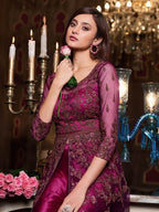 Myra Hot Pink Net Embroidery Gown | Grab2Buy
