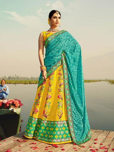 Myra Beautiful Multicolour Silk Muslan Printed Traditional Lehenga Choli | Grab2Buy