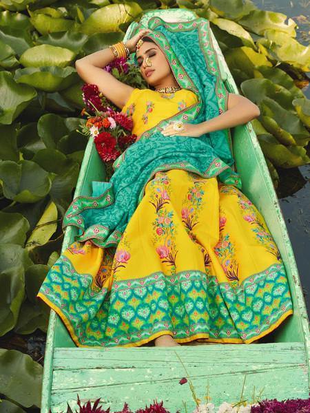 Myra Beautiful Multicolour Silk Muslan Printed Traditional Lehenga Choli | Grab2Buy