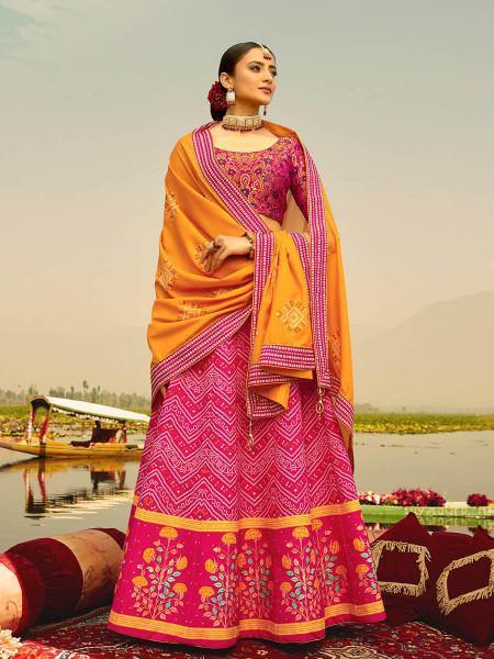 Myra Multicolour Silk Muslan Printed Lehenga Choli For Weddings | Grab2Buy