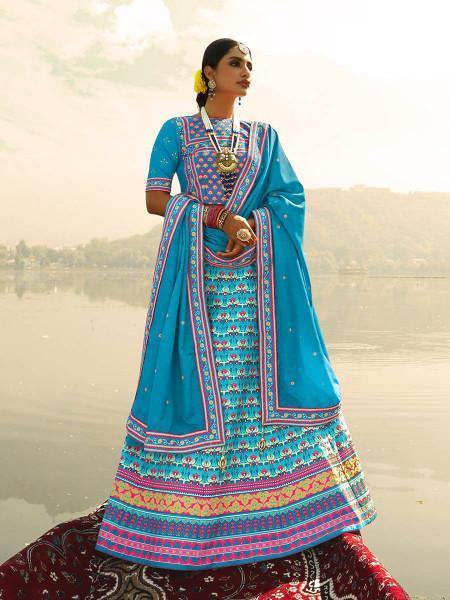 Myra Multicolour Silk Muslan Printed Lehenga Choli | Grab2Buy