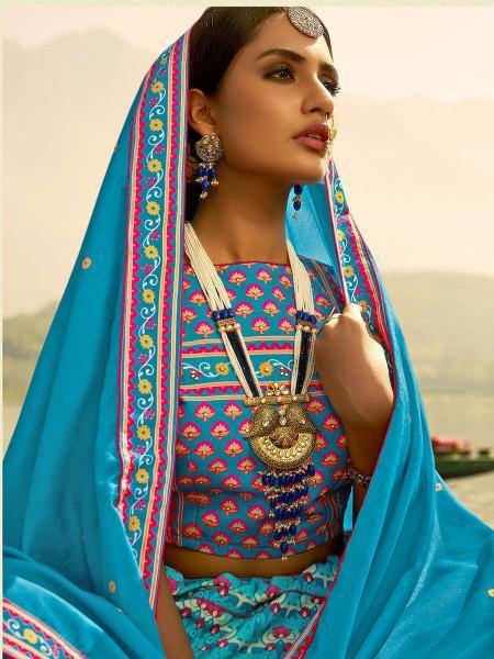 Myra Multicolour Silk Muslan Printed Lehenga Choli | Grab2Buy