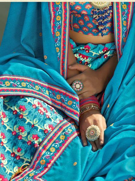 Myra Multicolour Silk Muslan Printed Lehenga Choli | Grab2Buy