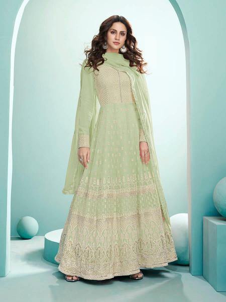 Myra Pista Georgette Embroidered Anarkali Suit | Grab2Buy