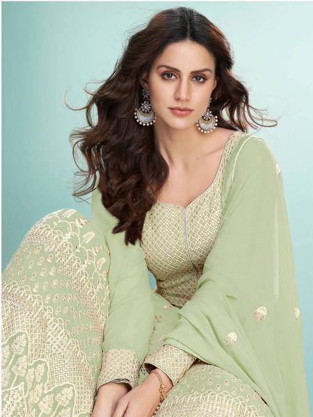 Myra Pista Georgette Embroidered Anarkali Suit | Grab2Buy