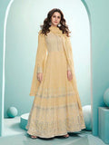 Myra Dusty Yellow Georgette Embroidered Anarkali Suit | Grab2Buy