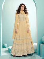 Myra Dusty Yellow Georgette Embroidered Anarkali Suit | Grab2Buy
