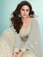 Myra Dusty Grey Georgette Embroidered Anarkali Suit | Grab2Buy