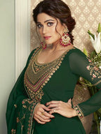 Myra Green and Gold Georgette Embroidered Gharara Suit | Grab2Buy