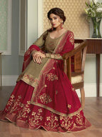 Myra Brown and Maroon Georgette Embroidered Gharara Suit | Grab2Buy