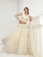 Myra Beautiful Fashion Off White Heavy Embroidered Net Bridal Lehenga | Grab2Buy