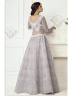 Myra Grey Heavy Embroidered Net Bridal Lehenga | Grab2Buy