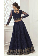 Myra Navy Blue Heavy Embroidered Net Bridal Lehenga | Grab2Buy