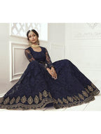 Myra Navy Blue Heavy Embroidered Net Bridal Lehenga | Grab2Buy