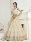 Myra Cream Heavy Embroidered Net Bridal Lehenga | Grab2Buy
