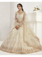 Myra Cream Heavy Embroidered Net Bridal Lehenga | Grab2Buy