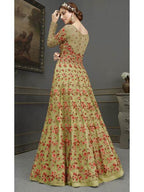 Myra Green Soft Net Embroidered Handwork Gown Style Suit | Grab2Buy