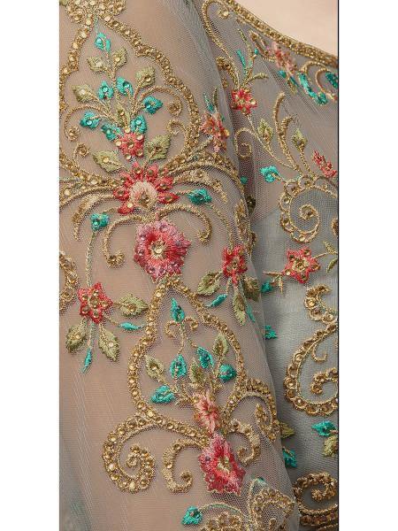 Myra Grey Soft Net Embroidered Handwork Gown Style Suit | Grab2Buy
