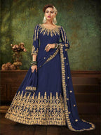 Myra Navy Blue Georgette Embroidered Gown | Grab2Buy