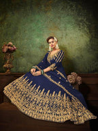 Myra Navy Blue Georgette Embroidered Gown | Grab2Buy