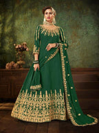 Myra Green Georgette Embroidered Gown | Grab2Buy