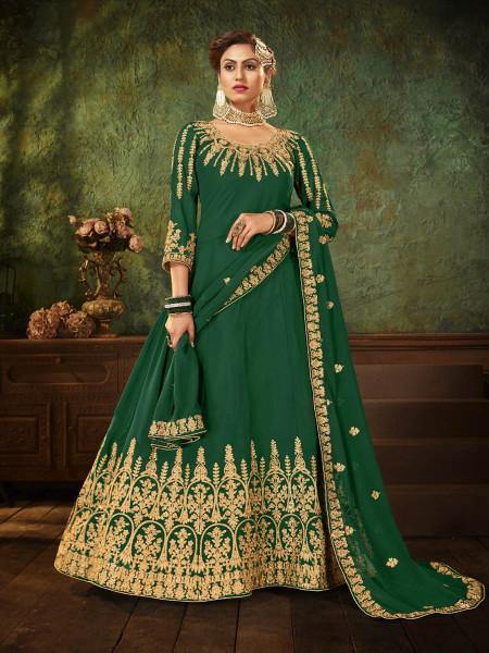 Myra Green Georgette Embroidered Gown | Grab2Buy