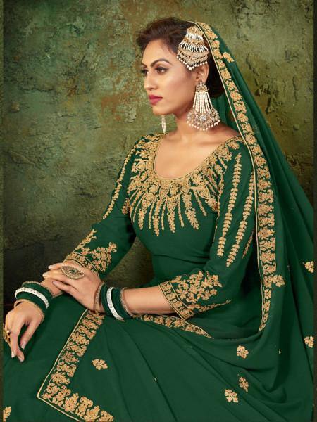 Myra Green Georgette Embroidered Gown | Grab2Buy