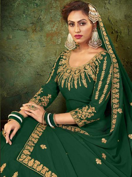 Myra Green Georgette Embroidered Gown | Grab2Buy